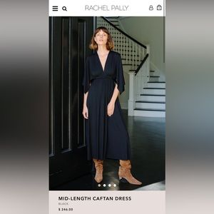 Rachel Pally MIDI Caftan Dress in Black Size Large NWT